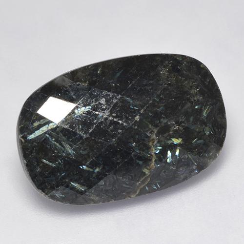 Nuummite Negro con destello azul natural de 16.10 ct, Corte Cojín, Opaco