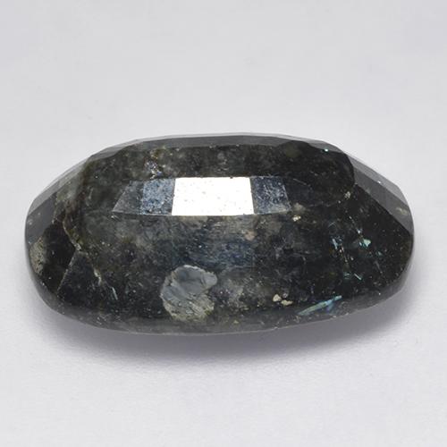 Nuummite Negro con destello azul natural de 16.10 ct, Corte Cojín, Opaco