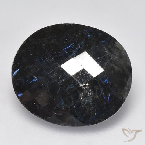 Nuummite Negro con destello azul natural de 27.57 ct, Ovalada, Opaco