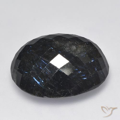 Nuummite Negro con destello azul natural de 27.57 ct, Ovalada, Opaco