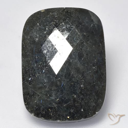 19.25ct Natural Negro con destello azul Nuummite, Forma Cojín, Opaco