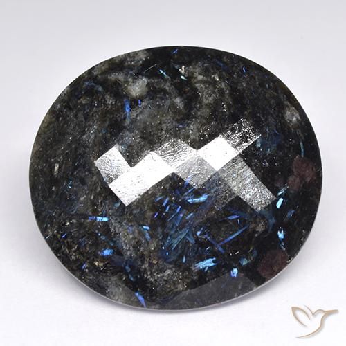 42.52ct Natural Negro con destello azul Nuummite, Ovalada, Opaco