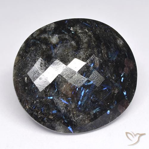 Nuummite Negro con destello azul natural de 42.52 ct, Ovalada, Opaco