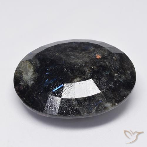 Nuummite Negro con destello azul natural de 42.52 ct, Ovalada, Opaco