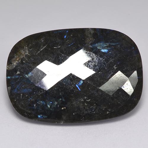 Nuummite Negro con destello azul natural de 20.72 ct, Corte Cojín, Opaco