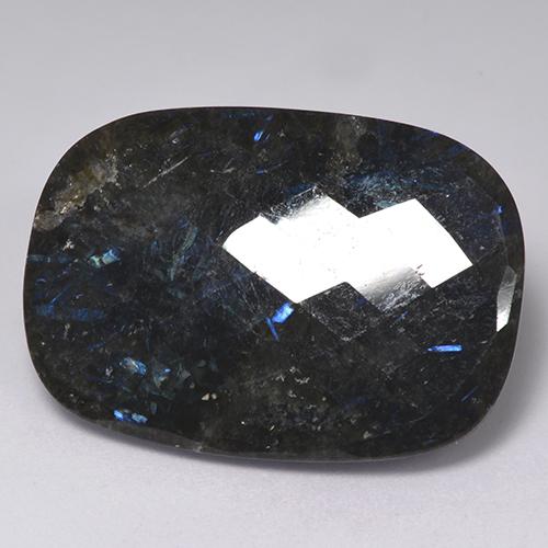 Nuummite Negro con destello azul natural de 20.72 ct, Corte Cojín, Opaco