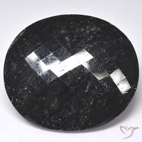 68.17ct Natural Negro con destello azul Nuummite, Ovalada, Opaco