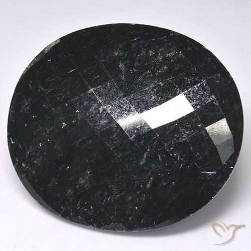 Nuummite Negro con destello azul natural de 68.17 ct, Ovalada, Opaco
