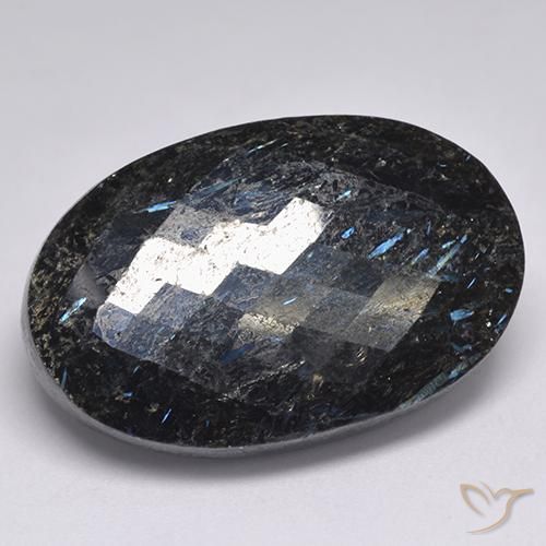 45.06ct Natural Negro con destello azul Nuummite, Ovalada, Opaco