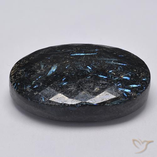 Nuummite Negro con destello azul natural de 45.06 ct, Ovalada, Opaco