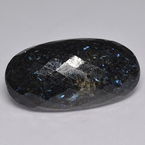 Nuummite Negro con destello azul natural de 31.81 ct, Corte Óvalo, Opaco