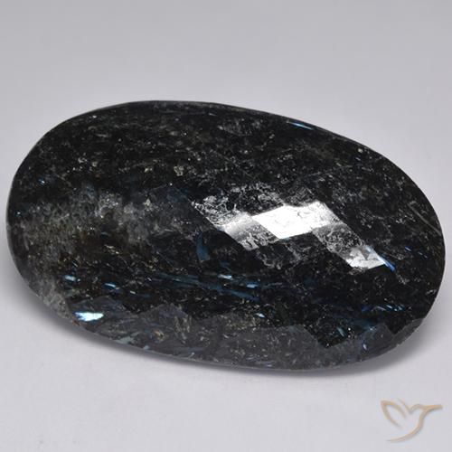47.12ct Natural Negro con destello azul Nuummite, Ovalada, Opaco