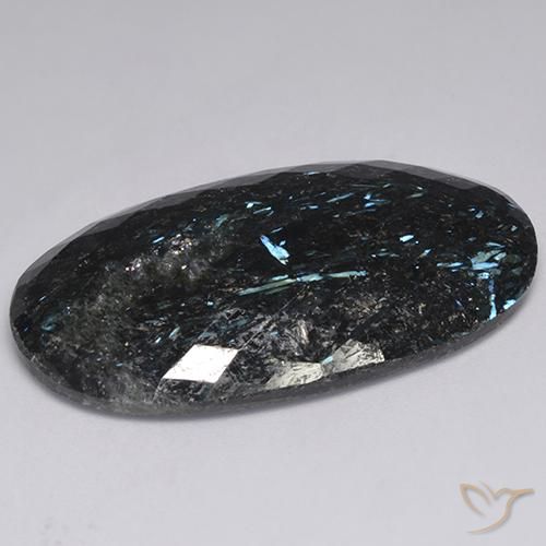 Nuummite Negro con destello azul natural de 47.12 ct, Ovalada, Opaco