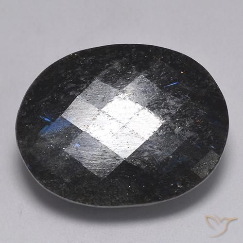 32.32ct Natural Negro con destello azul Nuummite, Ovalada, Opaco