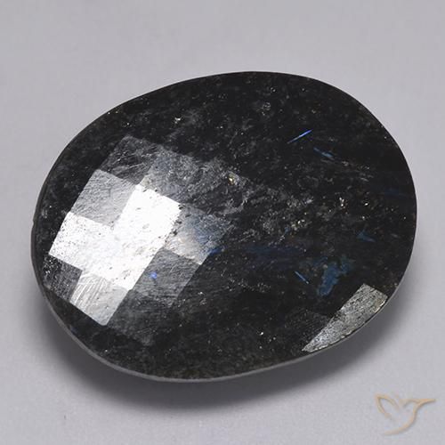 Nuummite Negro con destello azul natural de 32.32 ct, Ovalada, Opaco