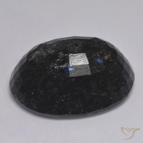 Nuummite Negro con destello azul natural de 32.32 ct, Ovalada, Opaco