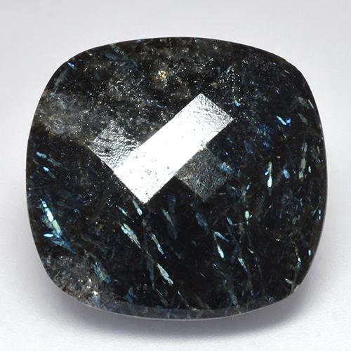 Nuummita negro natural de 33,49 ct, corte cojín, opaco