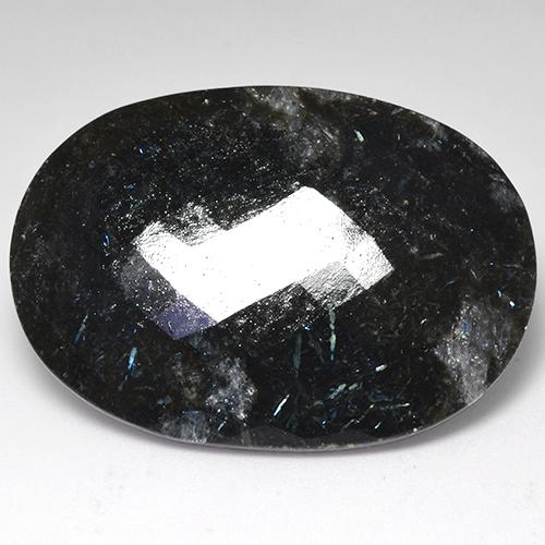 Nuummita negro natural de 53,25 ct, corte óvalo, opaco