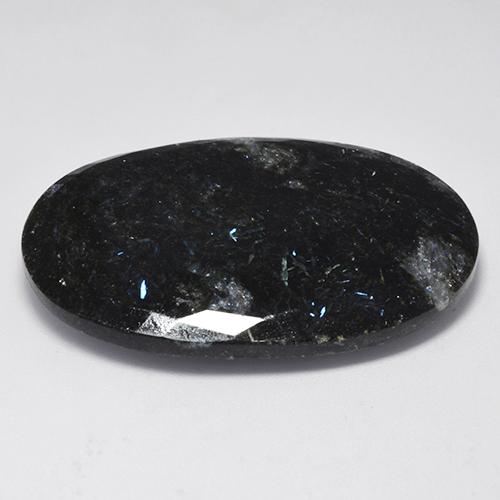Nuummita negro natural de 53,25 ct, corte óvalo, opaco