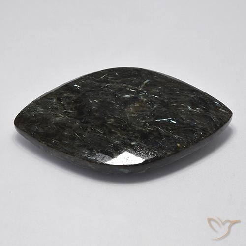 Nuummite Negro con destello azul natural de 61.20 ct, Elegante, Opaco