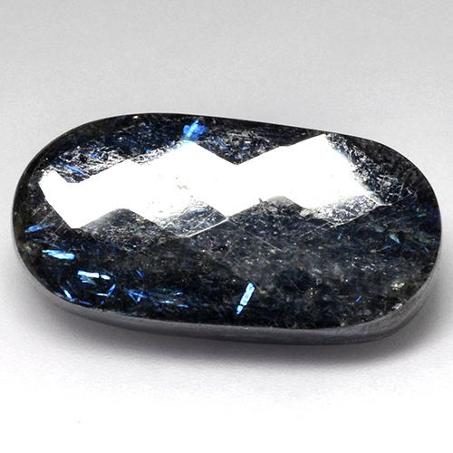 Nuummite Negro con destello azul natural de 32.30 ct, Corte Óvalo, Opaco