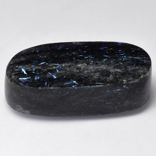 Nuummite Negro con destello azul natural de 32.30 ct, Corte Óvalo, Opaco