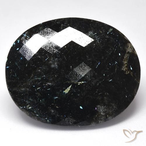 Nuummite Negro con destello azul natural de 44.57 ct, Ovalada, Opaco