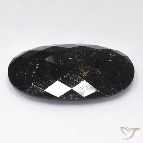 Nuummite Negro con destello azul natural de 26.97 ct, Ovalada, Opaco