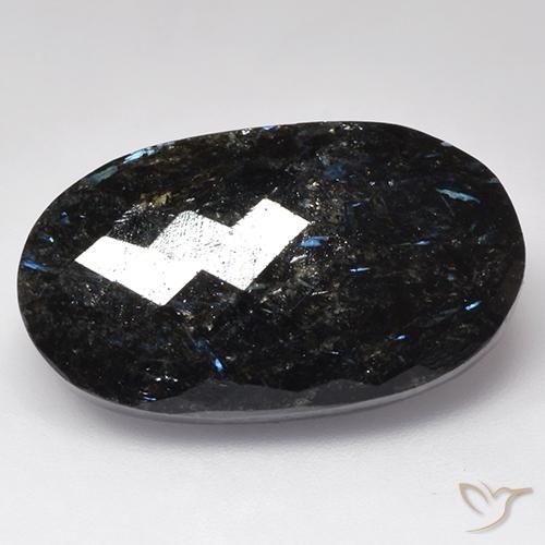 28.28ct Natural Negro con destello azul Nuummite, Ovalada, Opaco