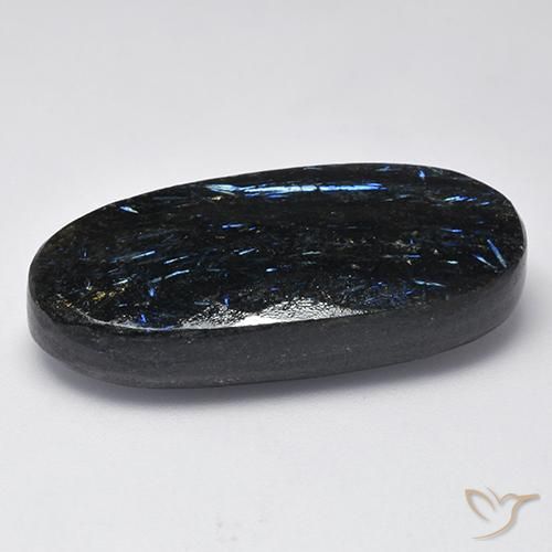 Nuummite Negro con destello azul natural de 44.38 ct, Ovalada, Opaco