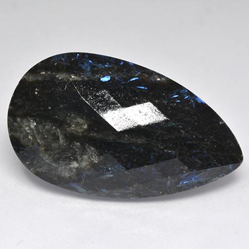 Nuummite Negro con destello azul natural de 23.74 ct, En forma de pera, Opaco