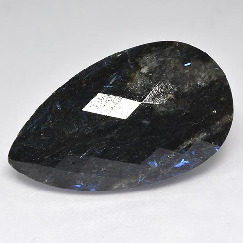 Nuummite Negro con destello azul natural de 23.74 ct, En forma de pera, Opaco
