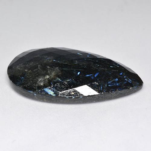 Nuummite Negro con destello azul natural de 23.74 ct, En forma de pera, Opaco