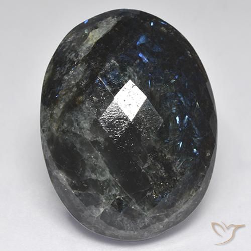 29.47ct Natural Negro con destello azul Nuummite, Ovalada, Opaco