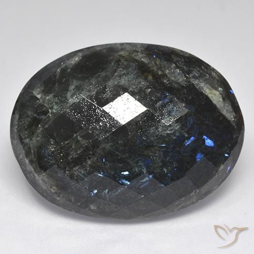 Nuummite Negro con destello azul natural de 29.47 ct, Ovalada, Opaco