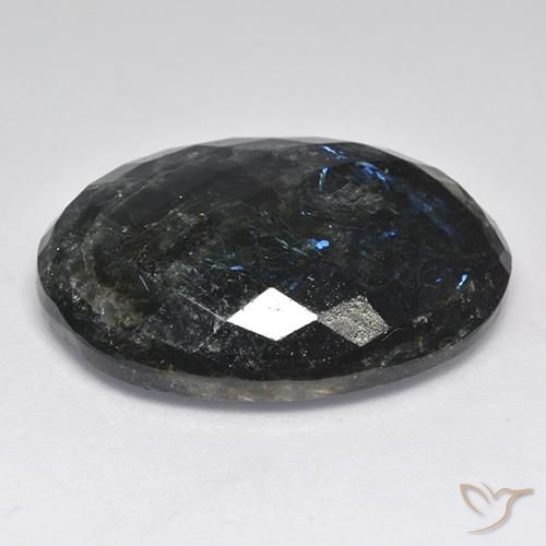 Nuummite Negro con destello azul natural de 29.47 ct, Ovalada, Opaco