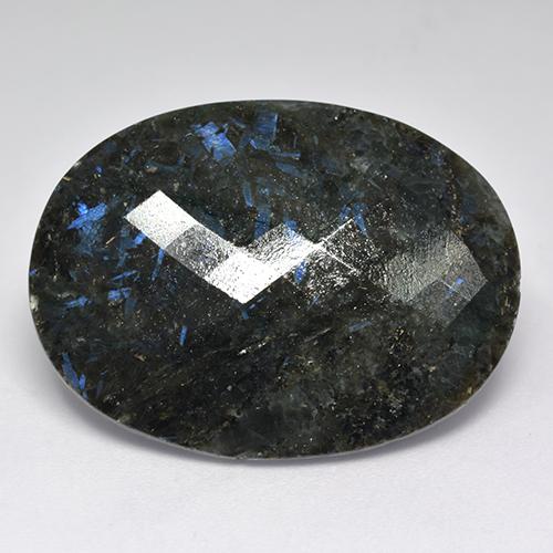 Nuummita negro natural de 40,80 ct, corte óvalo, opaco