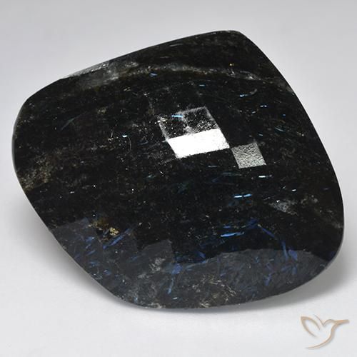 58.60ct Natural Negro con destello azul Nuummite, Elegante, Opaco