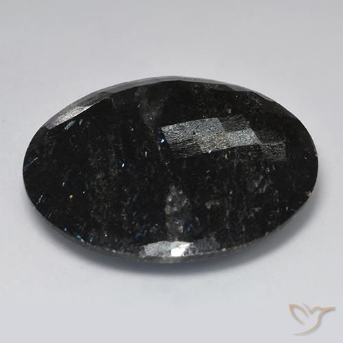 Nuummite Negro con destello azul natural de 50.90 ct, Redondo, Opaco