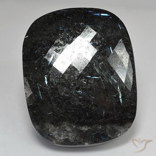 82.01ct Natural Negro con destello azul Nuummite, Forma Cojín, Opaco