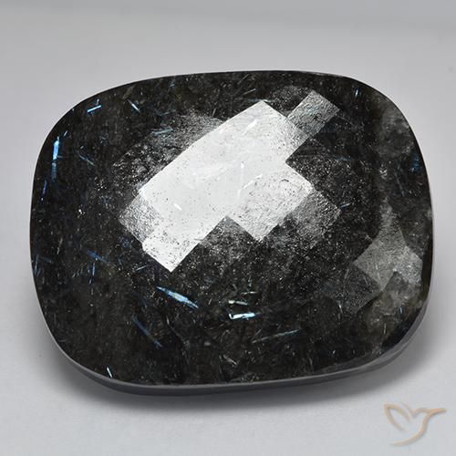 Nuummite Negro con destello azul natural de 82.01 ct, Forma Cojín, Opaco