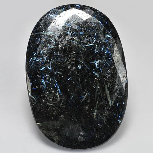 Nuummita negro natural de 48,65 ct, corte óvalo, opaco