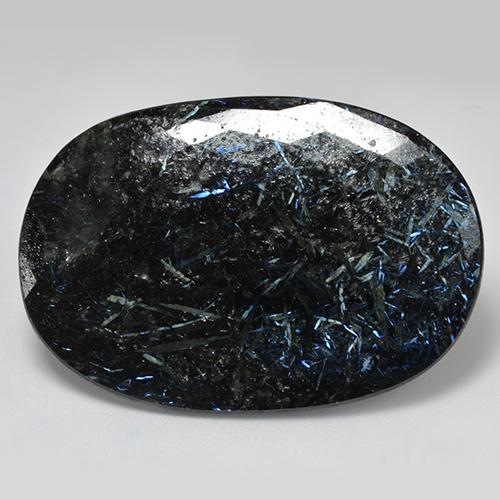 Nuummita negro natural de 48,65 ct, corte óvalo, opaco