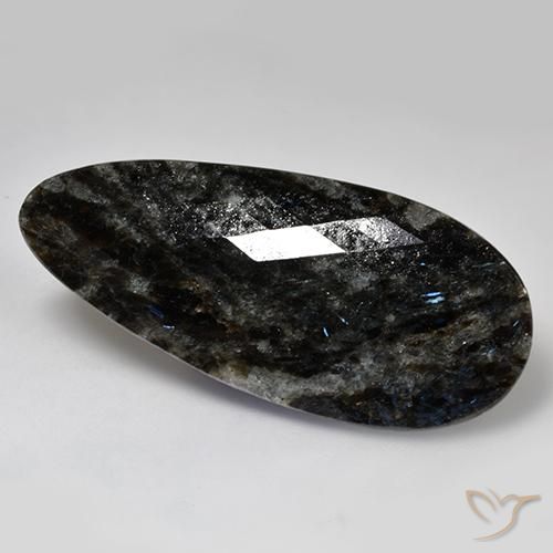 Nuummite Negro con destello azul natural de 35.82 ct, En forma de pera, Opaco