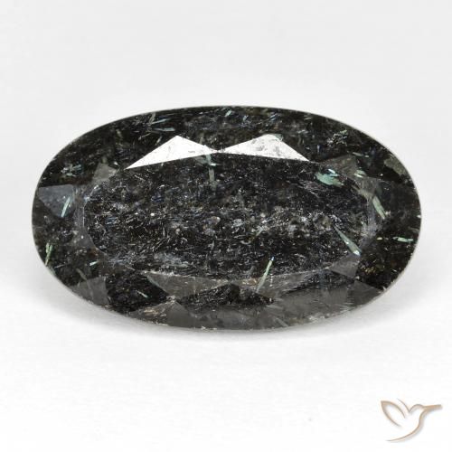 19.24ct Natural Negro Nuummite, Ovalada, Opaco