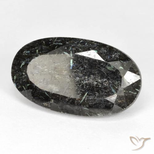 Nuummite Negro natural de 19.24 ct, Ovalada, Opaco