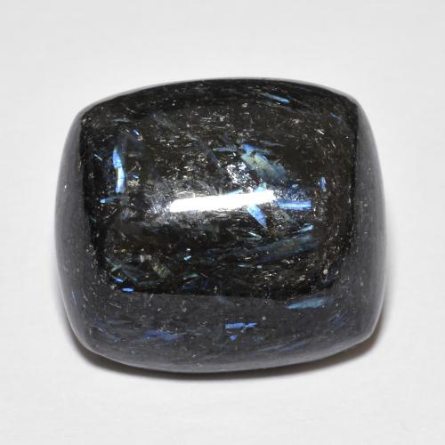 Nuummita negro natural de 17,72 ct, corte cojín, opaco
