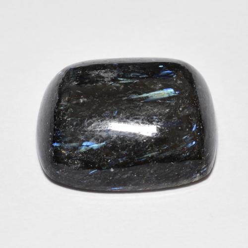 Nuummita negro natural de 17,72 ct, corte cojín, opaco