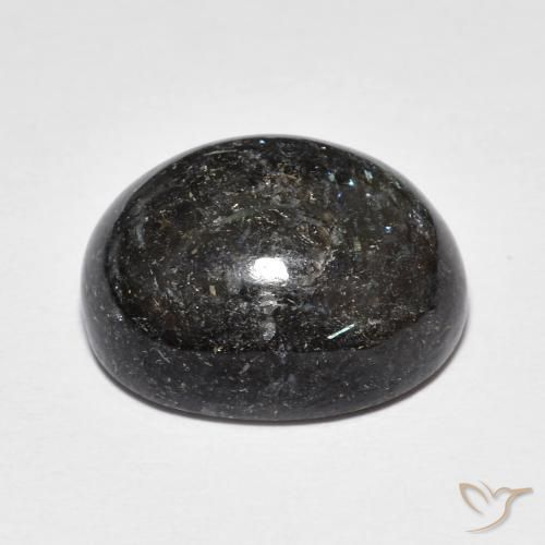 Nuummite Negro con destello azul natural de 14.14 ct, Ovalada, Opaco