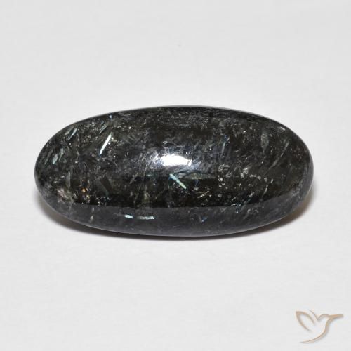 7.87ct Natural Negro con destello azul Nuummite, Ovalada, Opaco